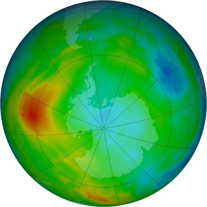 Antarctic ozone map for 26 June 2010